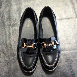 Le Chateau patent leather horsebit loafers black